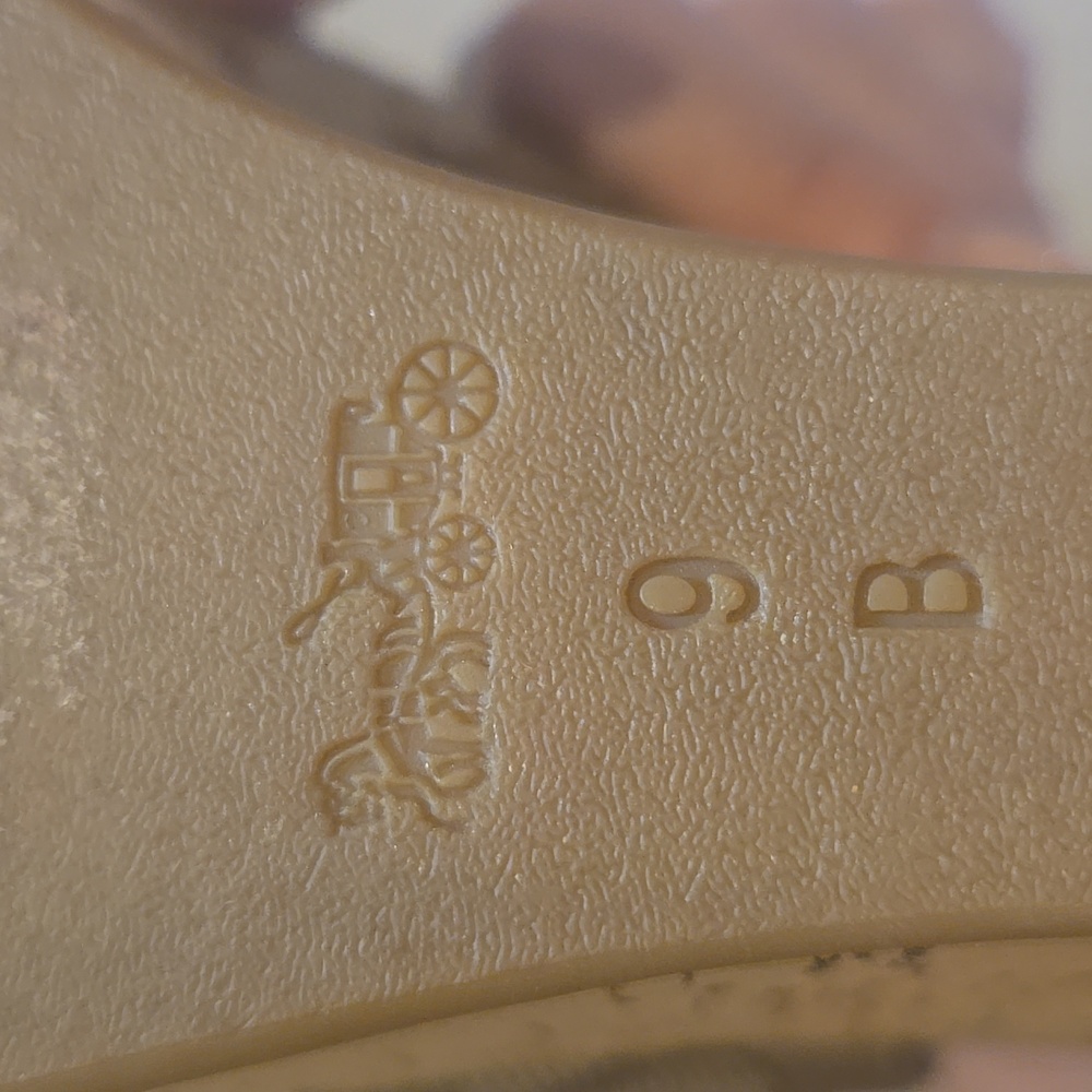 Coach Ferry Cork Wedge Jacquard Mongram Peeptoe Khaki/Chesnut Espadrilles - Picture 12 of 14